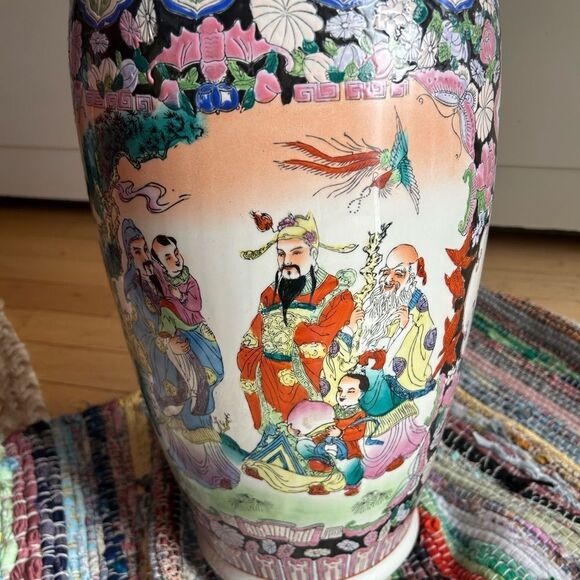 Antique 24" Chinese Famille Rose Large Porcelain Vase 24" Tall - Picture 6 of 16